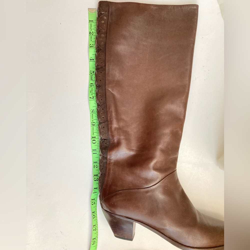 Leather boots Italian made tall boots mid calf slouchy boots brown leather boots - Picture 11 of 15